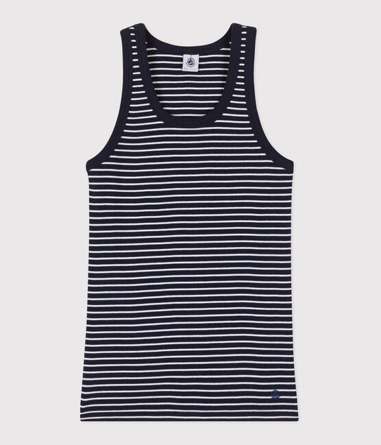 Women's iconic striped cotton tank top SMOKING blue/MARSHMALLOW white