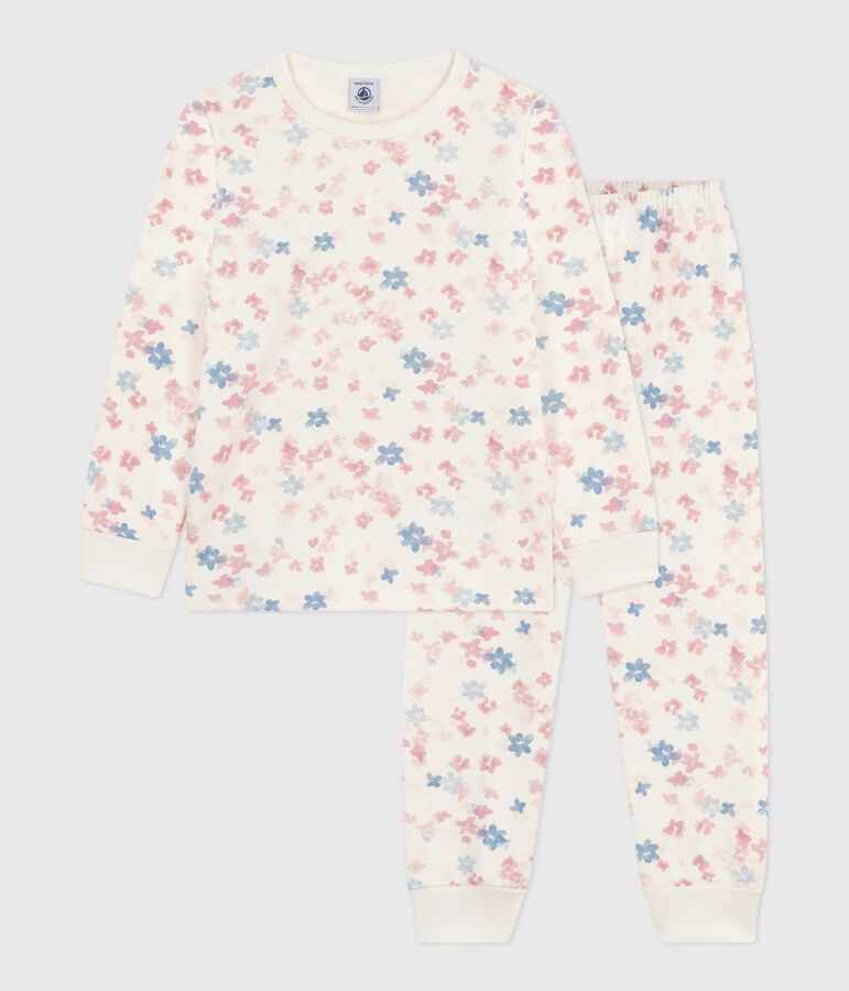 Children's pyjamas in floral-print fleece Ecru/multicolor