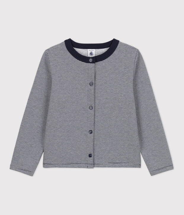 Girls' Double Jersey Cardigan blue/white