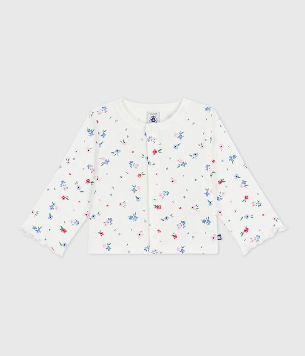 Babies' floral-print cotton cardigan white/multicolor