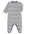 Babies' Unisex Velour Sleepsuit MARSHMALLOW white/SMOKING blue