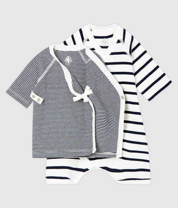 Baby Kimono Bodysuit and Undershirt Set in Rib Knit multicolor