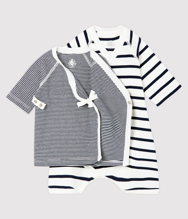 Baby Kimono Bodysuit and Undershirt Set in Rib Knit multicolor