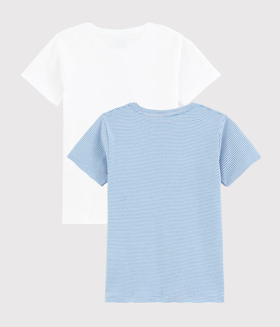 Boys' Blue Short-Sleeved Pinstriped Organic Cotton T-shirt - 2-Pack variante 1