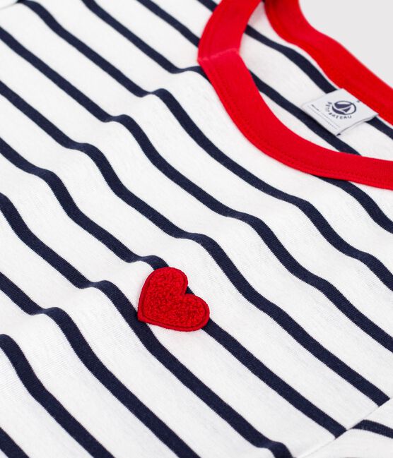 Women's short-sleeved cotton T-shirt MARSHMALLOW white/SMOKING blue