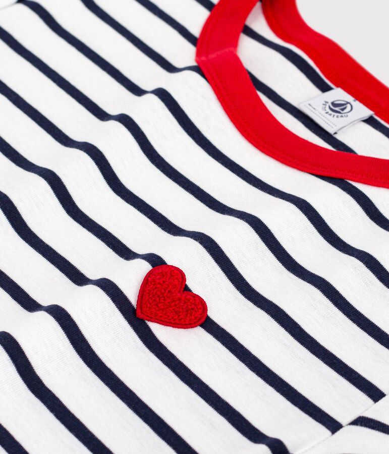 Women's short-sleeved cotton T-shirt white/blue