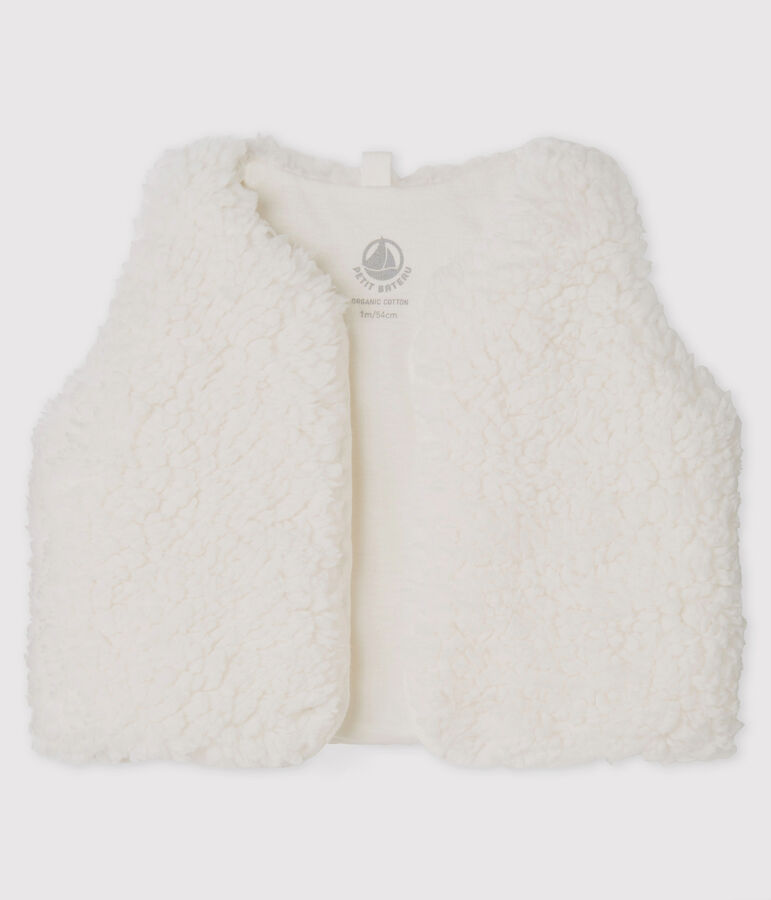 Babies' Sleeveless Sherpa Cardigan white