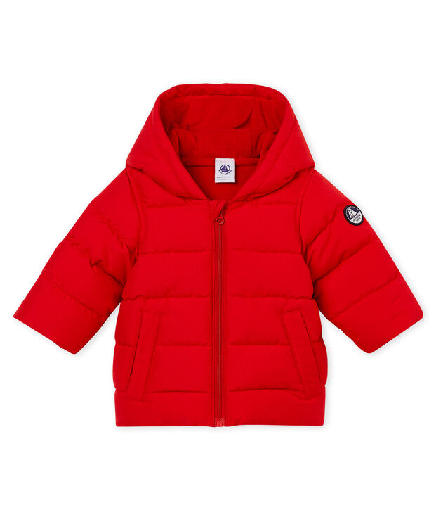 Baby boy's padded microfibre jacket red