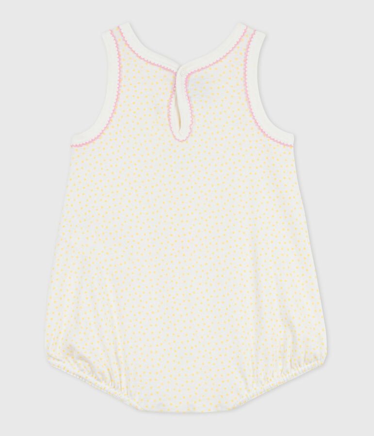 Babies' sleeveless short cotton jumpsuit yellow/yellow