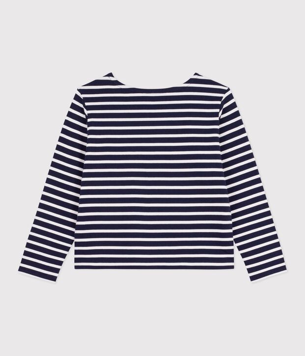 Women's stripy cotton Breton top blue/white