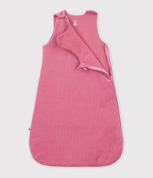 Babies' 3 TOG plain velour sleeping bag pink