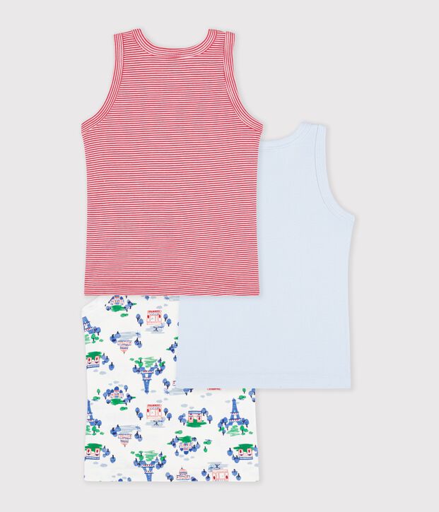 Pack of children's Paris print cotton tank tops multicolor