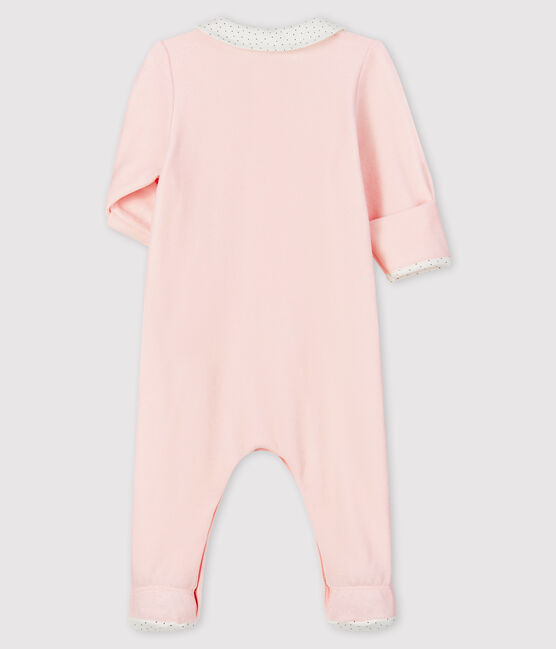 Babies' Organic Cotton Velour Sleepsuit FLEUR pink