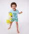 Children's short-sleeved printed cotton T-shirt AQUATIC blue