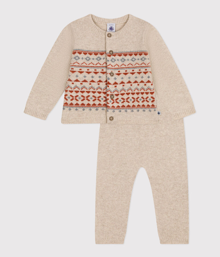 Babies' Patterned Knit Outfit beige/multicolor
