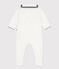Babies' footless cotton pyjama suit with a sailor collar MARSHMALLOW white