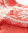 Babies' 100% Wool Cardigan OURSIN orange/MARSHMALLOW white