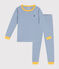 Children's stripy cotton pyjamas BEACH blue/MARSHMALLOW