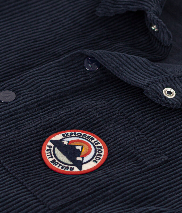 Boys' wide ribbed corduroy overshirt blue