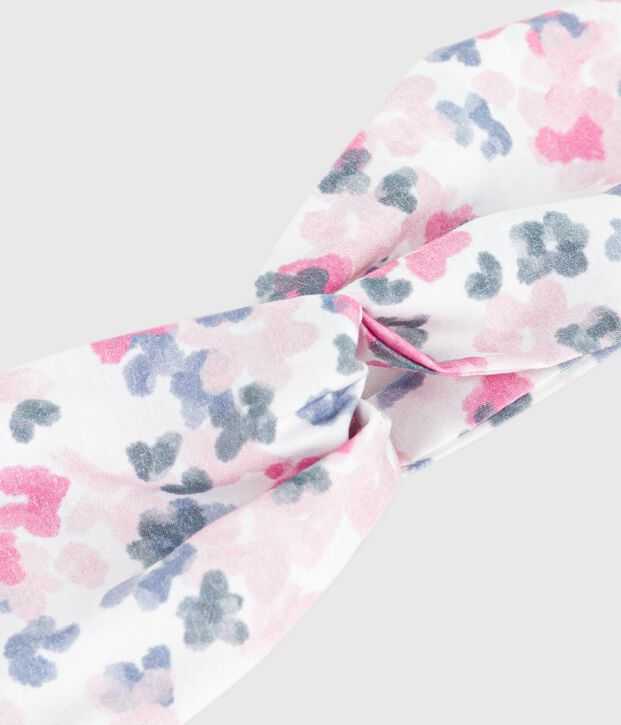 Babies' hairband in floral-print poplin pink/multicolor