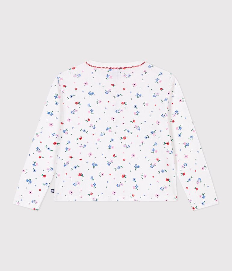 Children's floral print cotton cardigan MARSHMALLOW white/MULTICO white