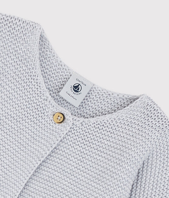 Babies' Organic Cotton Knitted Cardigan POUSSIERE CHINE grey