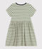 Girls' Stripy Short-Sleeved Cotton Dress CROCO green/AVALANCHE