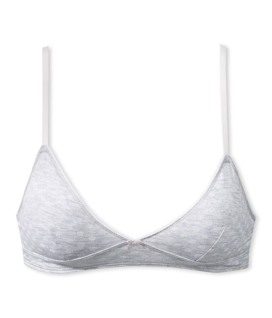 Girl's polka dot bra POUSSIERE grey/LAIT white