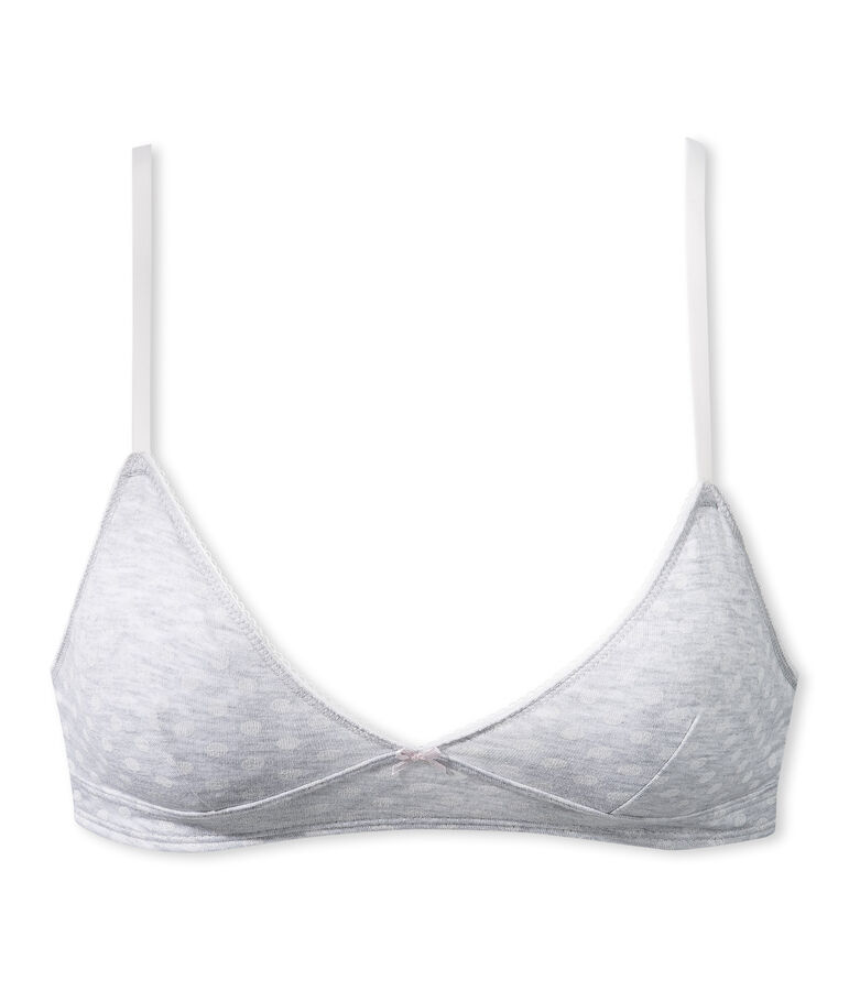 Girl's polka dot bra grey/white