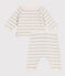 Babies' two-piece set in a wool and cotton knit MARSHMALLOW white/MONTELIMAR
