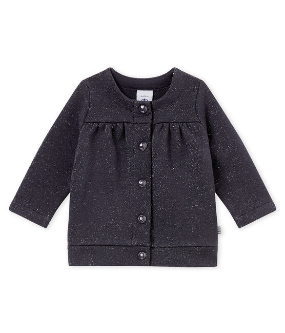 Baby girl's shiny cotton sweatshirt cardigan SMOKING blue/DORE yellow