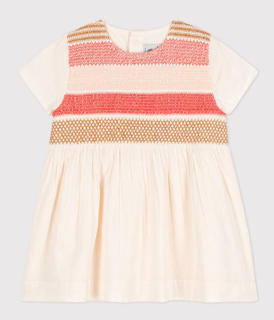 Babies' Smocked Short-Sleeved Dress AVALANCHE white/MULTICO
