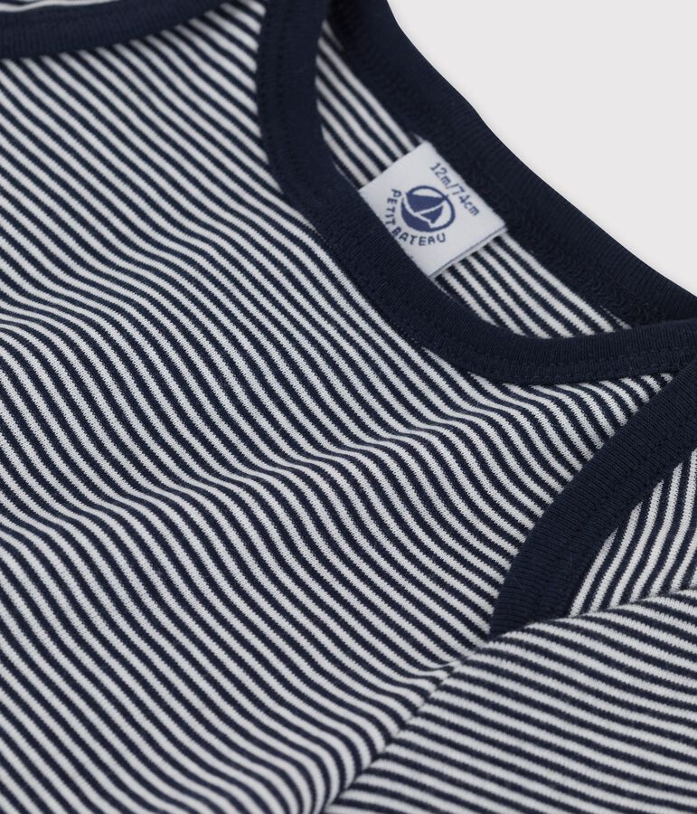 Babies' Organic Cotton Pinstriped Short-Sleeved T-Shirt blue/white