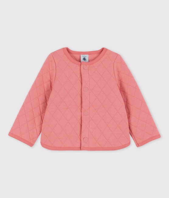 Babies' Quilted Tube Knit Cardigan PAPAYE pink