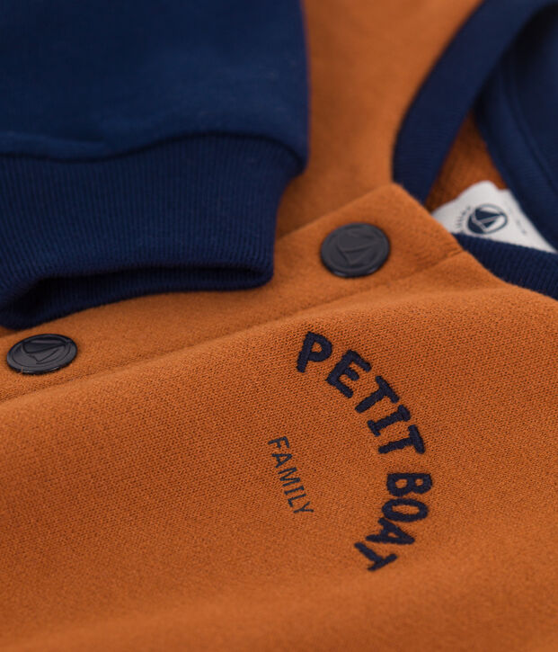 Babies' Fleece Baseball Jacket brown/blue