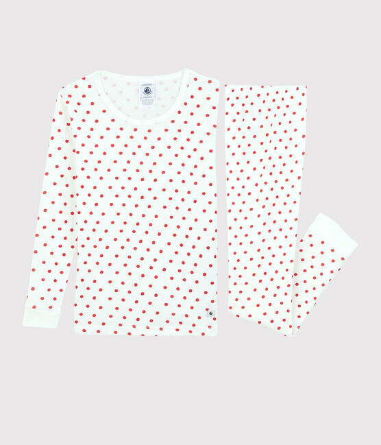 Unisex Snugfit Paris Print Cotton Pyjamas MARSHMALLOW white/PEPS red