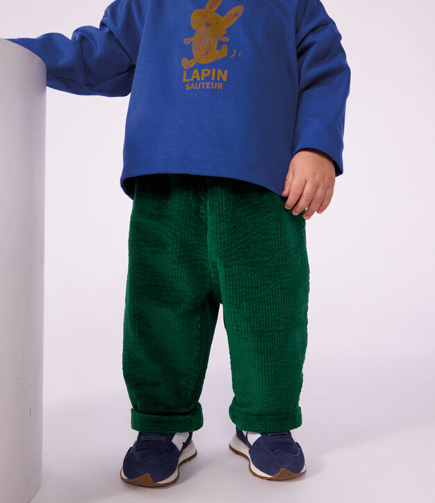 Babies' plain corduroy trousers green