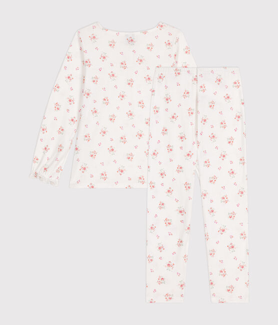 Children's floral printed cotton pyjamas MARSHMALLOW white/MULTICO white