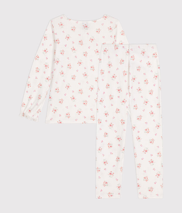 Children's floral printed cotton pyjamas white/multicolor