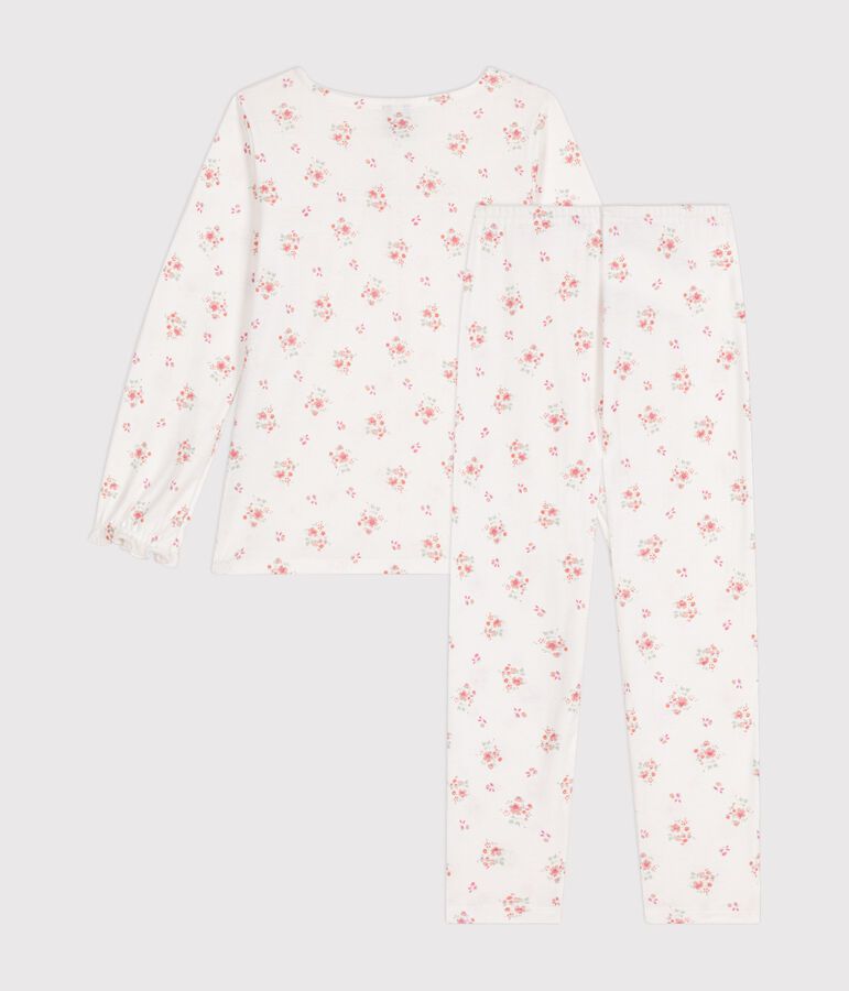 Children's floral printed cotton pyjamas white/multicolor