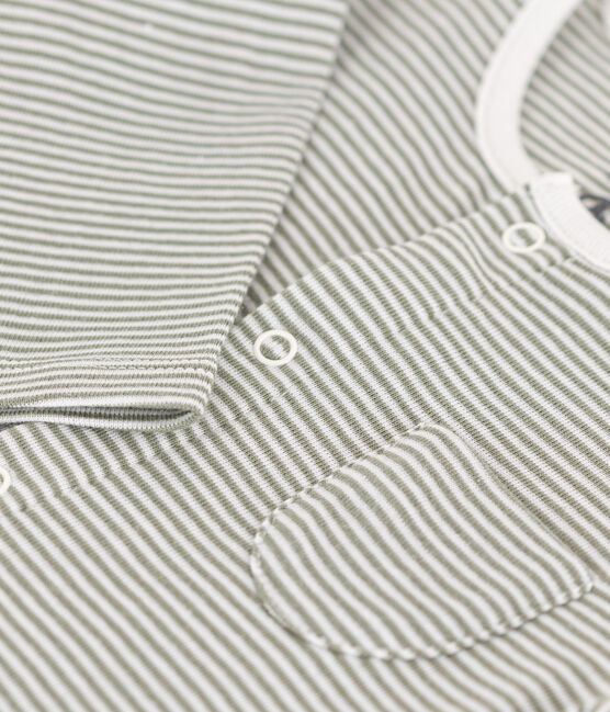 Babies' Pinstriped Cotton Jumpsuit MARECAGE /MARSHMALLOW