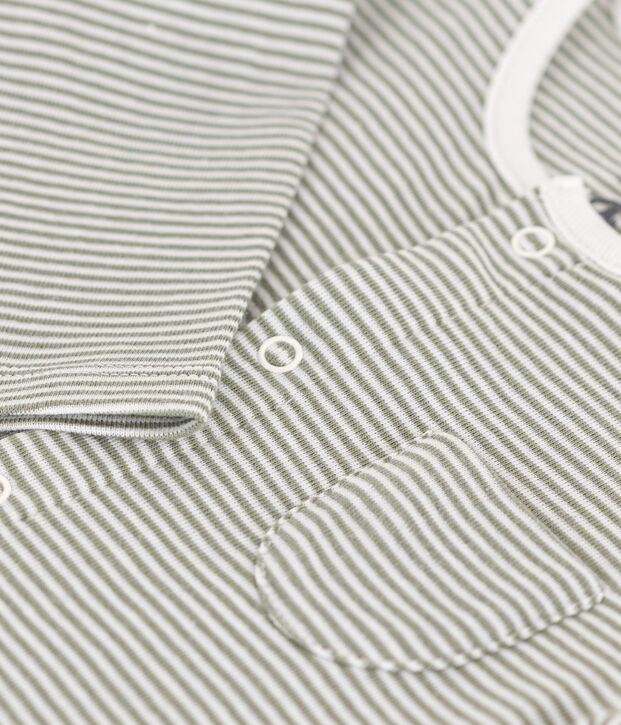 Babies' Pinstriped Cotton Jumpsuit green/white