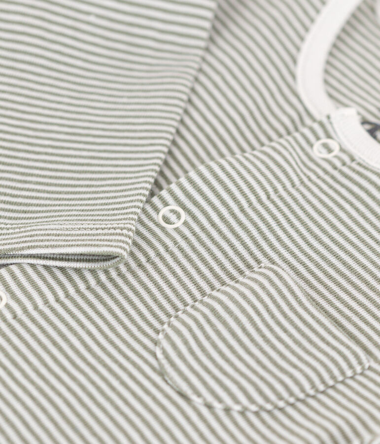 Babies' Pinstriped Cotton Jumpsuit green/white