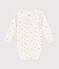 Babies' long-sleeved cotton wrapover bodysuit MARSHMALLOW white/SALINE