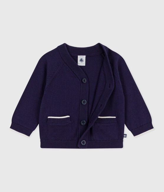 Babies' plain cotton cardigan SOIR blue