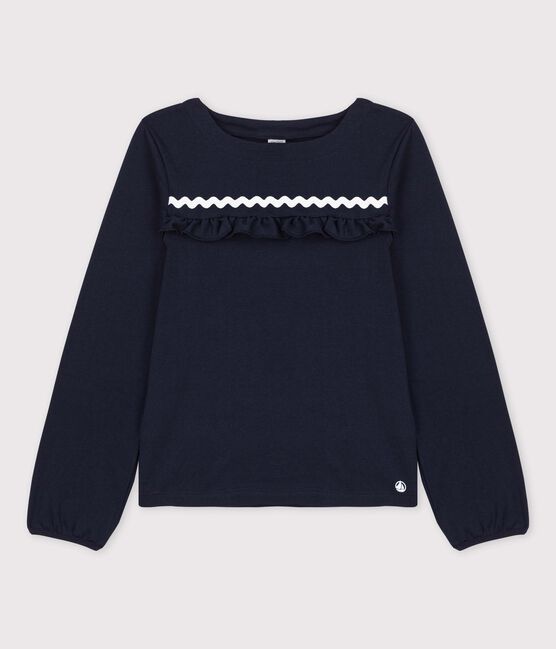Tee-shirt manches longues en coton enfant fille SMOKING blue