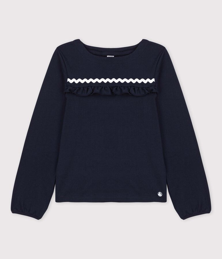 Tee-shirt manches longues en coton enfant fille blue