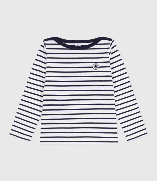 Children's iconic stripy cotton Breton top white/blue