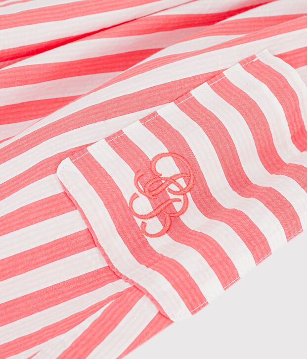 Children's sleeveless stripy cotton dress pink/white