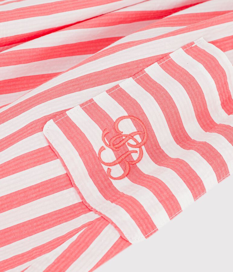 Children's sleeveless stripy cotton dress pink/white